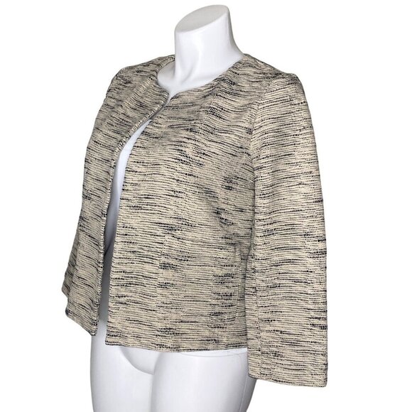 Eileen Fisher Handwoven Organic Cotton Furrows Natural Cropped Jacket, Size L - Picture 8 of 11